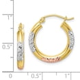 thumbnail image 2 of 10k White Gold Polished Hinged post and Rose Rhodium Sparkle Cut 3x20mm Hoop Earrings Measures 21x20mm Wide 3mm Thick -, 2 of 2