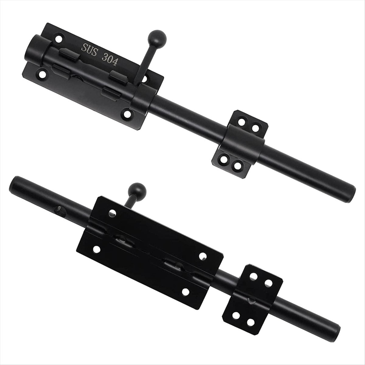 2X Heavy Duty Slide Bolt Gate  with A Padlock, Horizontal Bolt  Floor  Hardware (Black,10 Inch)
