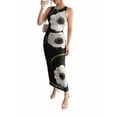 thumbnail image 2 of Womens Long Maxi Dresses Floral Crewneck Sleeveless Knit Bodycon Wedding Guest Sun Dress Black XXL, 2 of 9