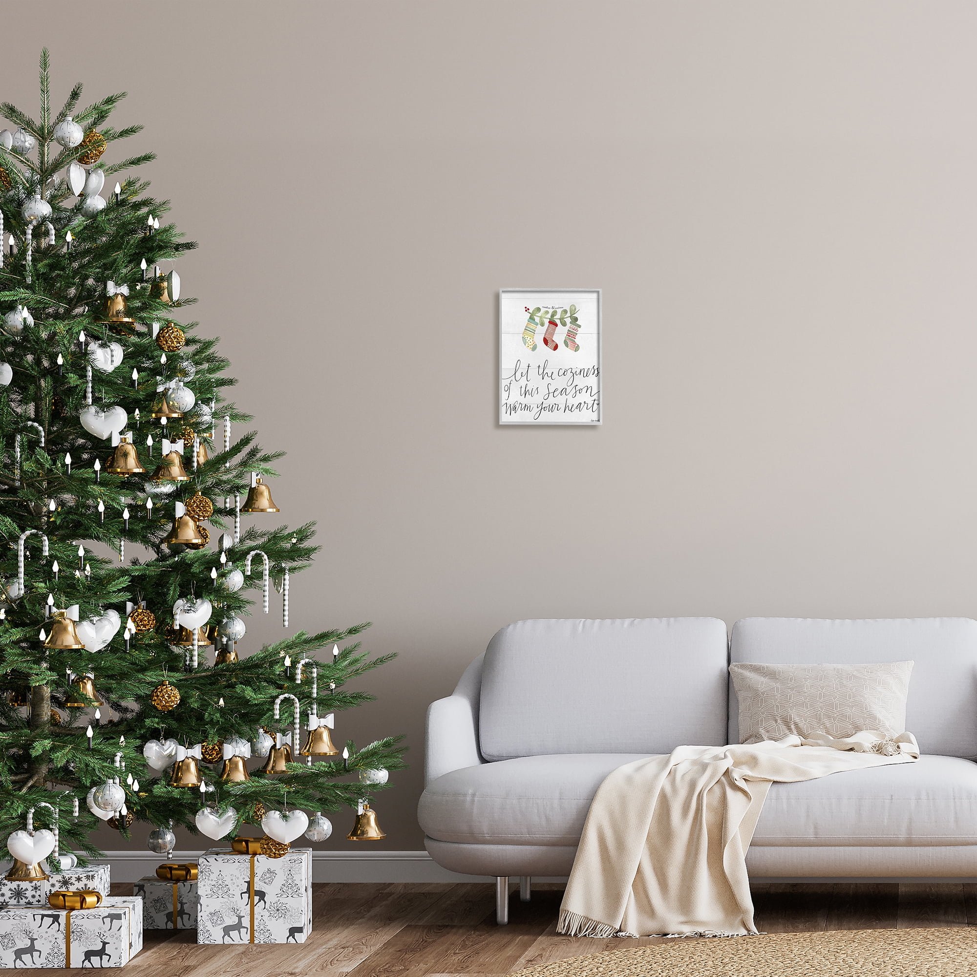 Stupell Indtries Coziness of this Season Phrase Festive Holiday Stockings,11 x 14,Design by Katie Doucette