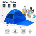 thumbnail image 2 of Pop-Up Beach Tent for 4 People - Instant Sun Shelter, Portable UV Protection Cabana for Family Outdoor, Camping & Travel, 2 of 7