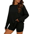 thumbnail image 3 of Horkkom Long Sleeve Shirts for Women Crew Neck Oversized Plain T Shirts Casual Loose Solid Color Basic Tees Slid Side XXL, 3 of 6