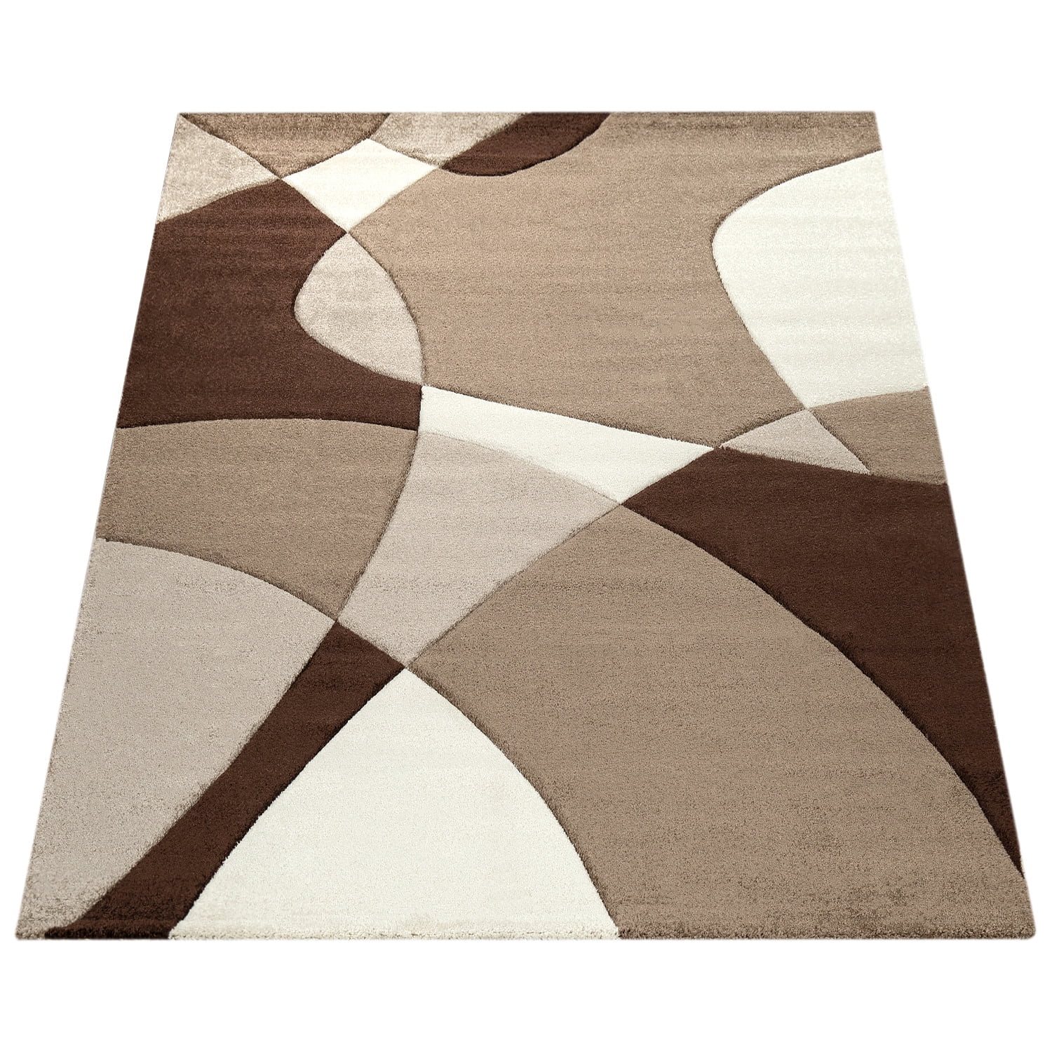 Paco Home Modern Living Room Rug with Artful Geometric Pattern in Brown Beige