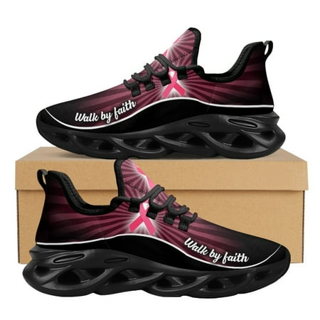 

Breast Cancer Awareness Sneakers Women Faith Hope Love Breathable High Quality Air Mesh Shoes Customized Female Sneaker