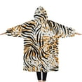 thumbnail image 2 of Oversized Wearable Blanket Hoodie,Animal Print Pattern Sherpa Blanket Hoodie with Super Pockets,Super Warm Fuzzy Pullover for Women & Men, 2 of 6
