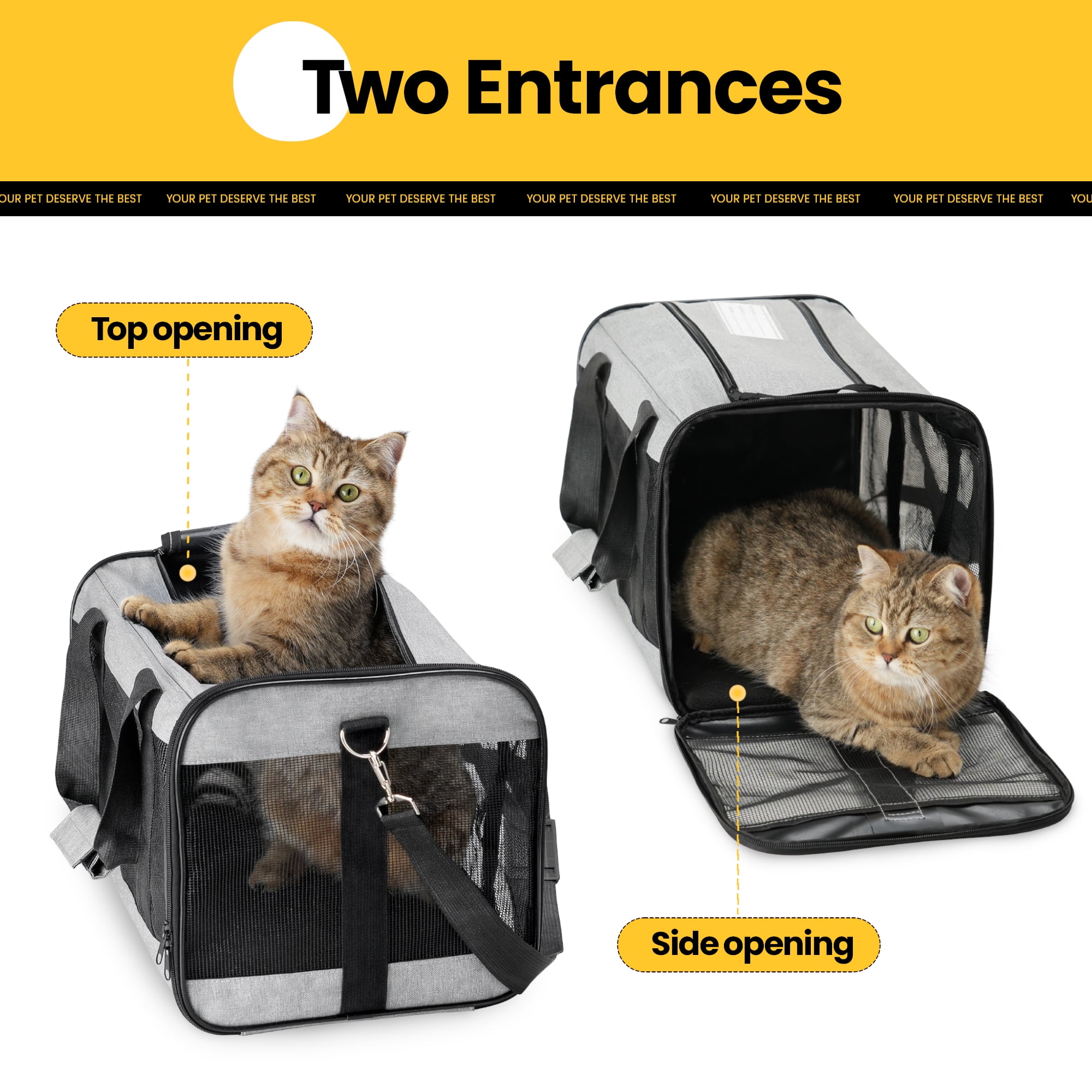 Mancro Cat Carrier, Pet Carrier Airline Approved for Medium Cats 20lbs, Dog  Carrier for Small Dogs and Puppies, Soft Sided Collapsible Top Loading Cat