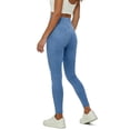 thumbnail image 6 of QATAINLAV Stretchy Fake Jeans for Women Crossover Waisted Butt Lifting Leggings with Pockets Solid Color Pull on Jeggings, Light Blue, XL, 6 of 6