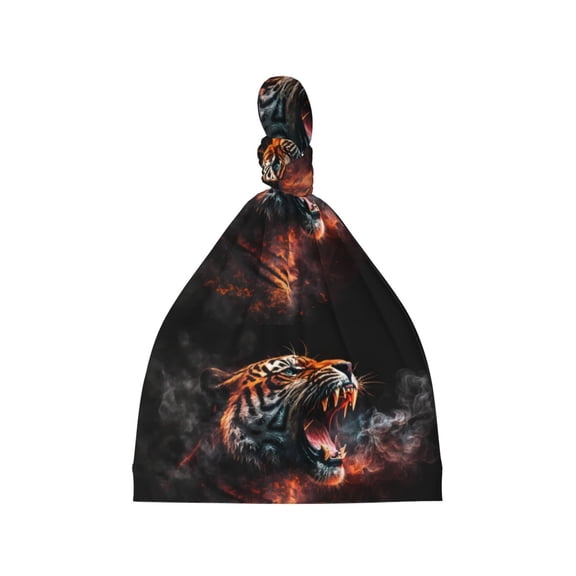 Cauagu Cool Tiger Print Baby Knot Beanie Hats Newborn Hats Soft Headwear for 0-6 Months Infant Baby Girls Boys Caps