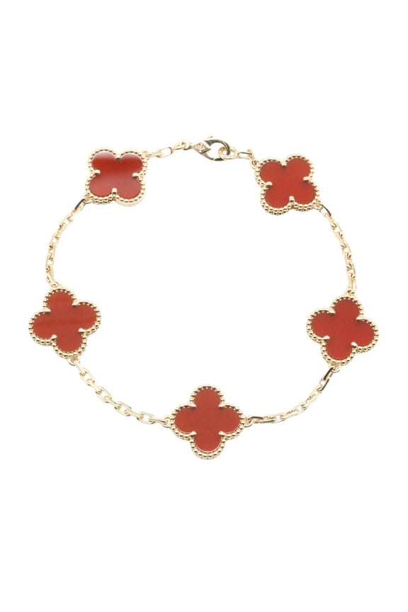 Pre-Owned Van Cleef & Arpels Vintage Alhambra Carnelian Bracelet - 18K (Yellow Gold) Women's...