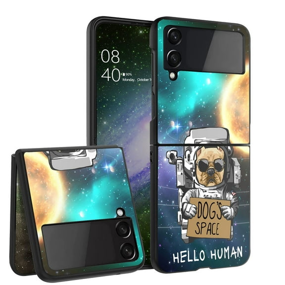 ANJ Hard Protective Printed Case Cover Compatible with Samsung Galaxy Z Flip 4 - Space Dog