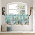 thumbnail image 2 of Teal Coastal Tier Curtains 24 Inch Length, Summer Beach Starfish Shell Coral Nautical Cafe Short Curtains for Bathroom Over Sink, Small Kitchen Curtain Light Filtering Drapes 2 Panels 27.5"Wx24"L, 2 of 8