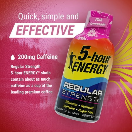 5-hour ENERGY Shot, Regular Strength, Pink Lemonade, 1.93 oz, 2 Count