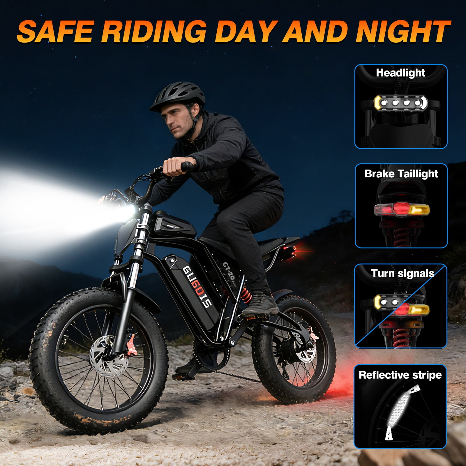GugoIs 2000W Peak Electric Bike for Adults, 20" * 4.0 Fat Tire Electric Dirt Bike, 48V 20Ah Removable Battery Mountain Ebike, Full Suspension with Phone Holder & Bag, off-road, UL2849
