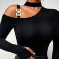 thumbnail image 3 of Summer Tops For Women, Long Sleeve Shirts Slim Contrast Cold Shoulder Sexy Sheer T Shirt Casual Layer Tee Tops Tunic Wear With Leggings Casual Tops Women Going Blouses Tops (XL, Black) Unbranded, 3 of 5
