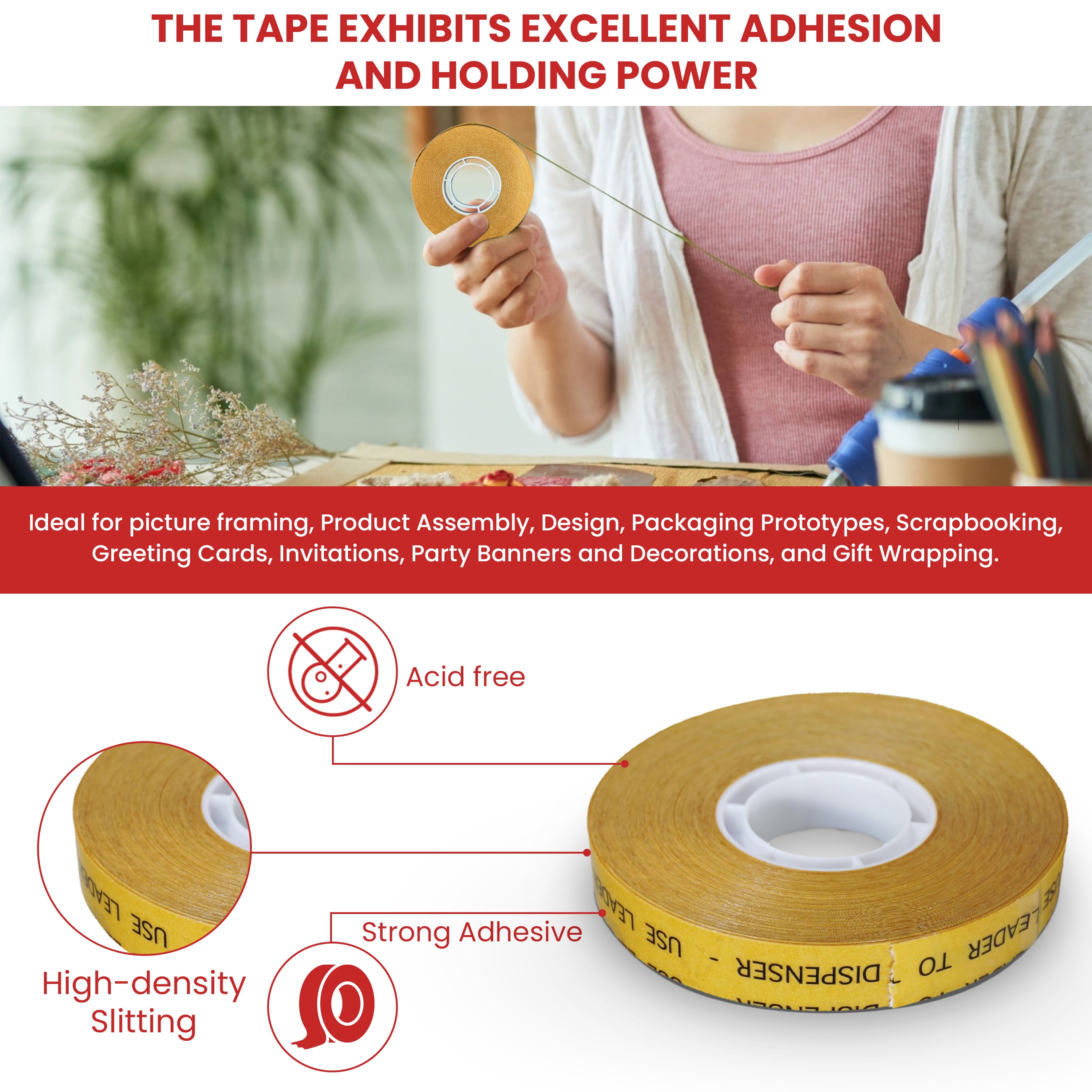 T.R.U. ATG-7502 ATG Tape (Acid Free Adhesive Transfer Tape): 1/4 in. wide x 36 yds. (Pack of 24)