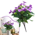 thumbnail image 6 of Artificial Impatiens Flowers for Outdoor Flowers UV Resistant Faux Flowers Impatiens Bushes Silk Artificial Flowers Bouquet for Patio Home Garden Yard Porch Table Vase Decor, 1Pc(Purple,15.7x13"), 6 of 8