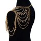 thumbnail image 3 of Cadena de cuerpo de oro Borlas en capas Cadena de hombro Bikini Playa Aniversario Festival Regalo para mujeres Vestido de uniforme Bikini Accesorios de hombro, Oro Feliz Sencillez, 3 of 5
