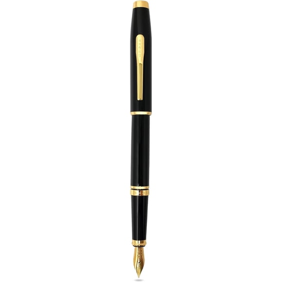 Pluma estilográfica Cross Coventry Lacado negro con acentos dorados y punta fina