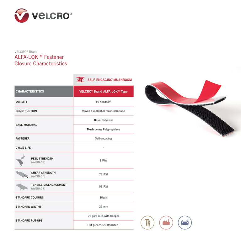 Velcro Brand Alfa-Lok Reclosable Fastener, Black, 1 inch W (Mated) with Silvertape Gp11w General Purpose (10ft), Size: 10