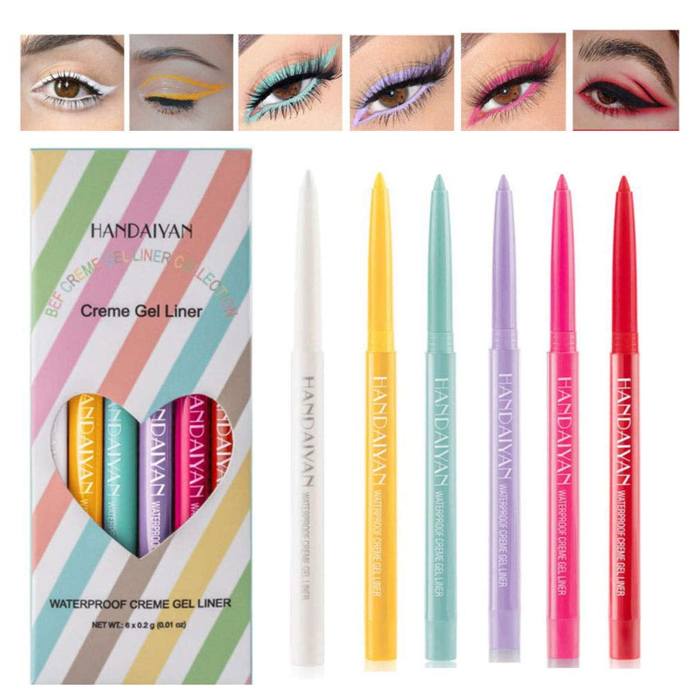 Waterproof Eye Liner Pencil Set 6 Colors Natural Matte Long Lasting