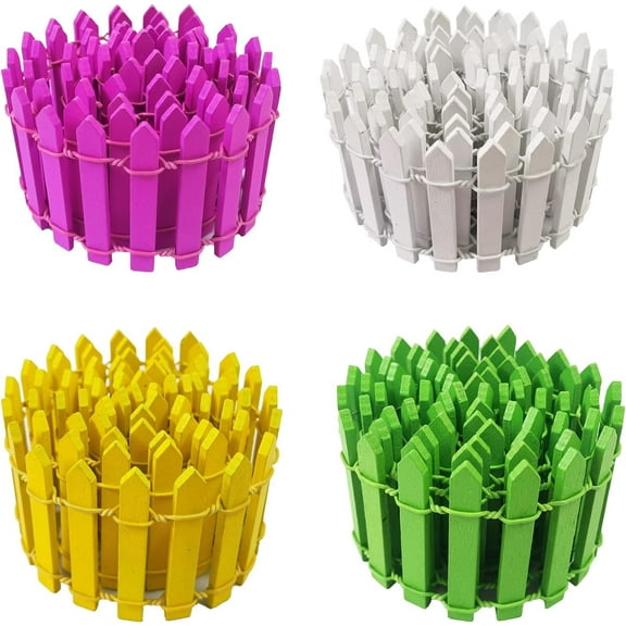 4 Pcs 35 Inch Miniature Fairy Garden Ornament Wood Fence, Decorative Picket Mini Fence for Dollhouse Fairy Garden DIY Diorama Project