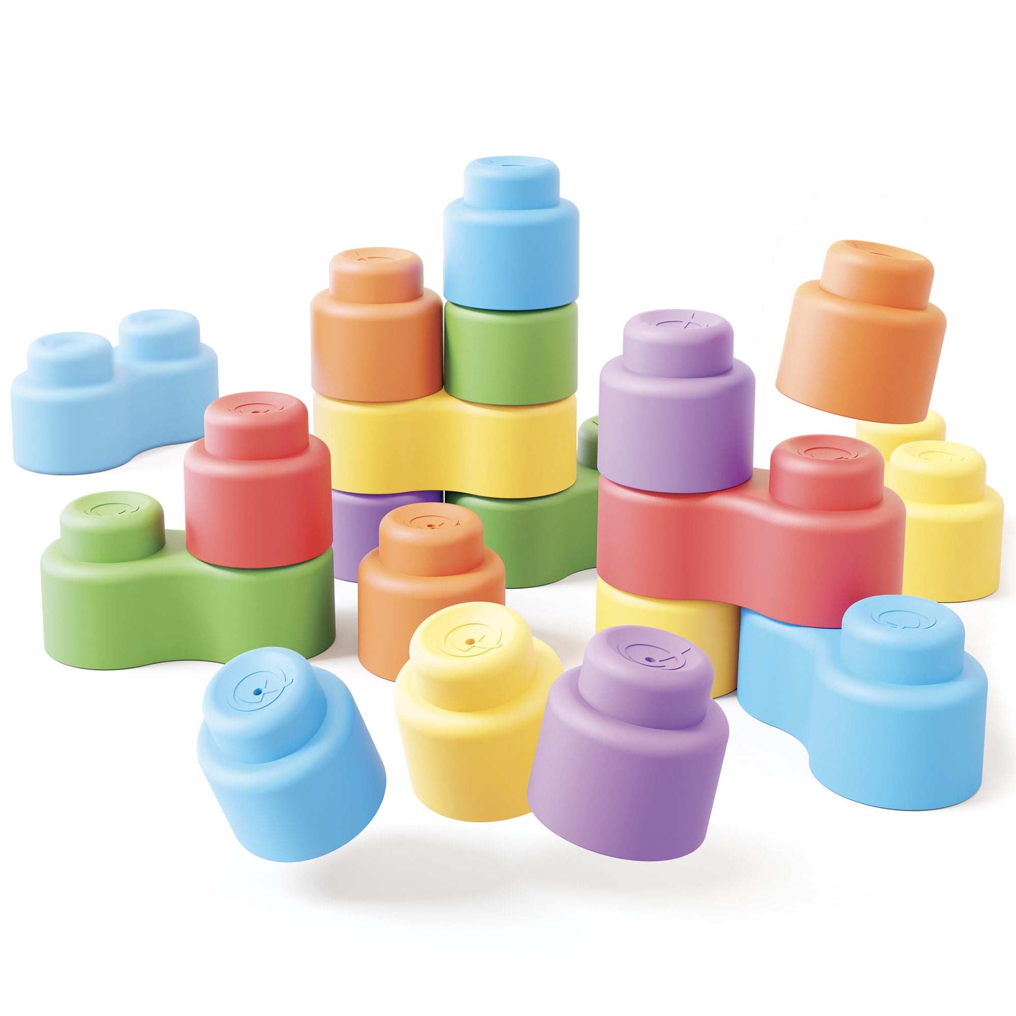 Quercetti: Momy Soft - 32pc Blocks Set, Colorful Washable Shapes, Sorting & Stacking, Construction Toy, Safe Early Development Play, Baby-Toddler 6mo+