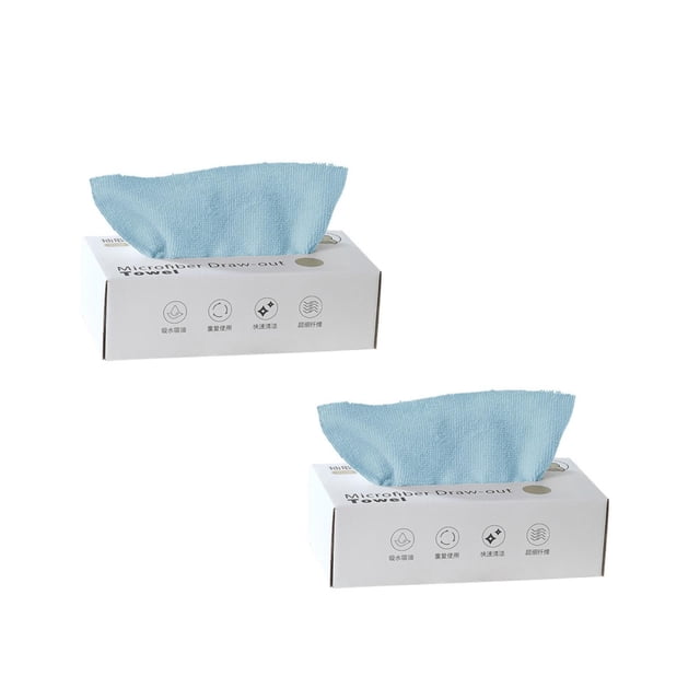 Oleegame 2PC Ten Dollar Items Reusable Microfiber Cleaning And Drying Wipes With Dispenser Box Pack Of 20 Blue