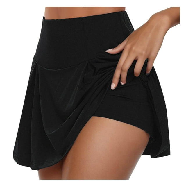 Gibobby Falda Shorts Mujer Pantalones cortos básicos de ciclismo para mujer, mallas de entrenamiento de compresión, pantalones cortos de yoga Capris(Negro, L)