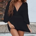 thumbnail image 5 of Women Clothing Pure Color Sexy Swimsuit Cover Ups V Neck High Split Beach Tunic, 5 of 13
