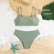 thumbnail image 2 of Odeerbi 8-14 Años Niñas Playa de Verano Bikini de Cuerda Traje de Baño Hawaiano Traje de Baño de Color Sólido Traje de Baño de Dos Piezas Set, 2 of 6