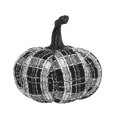 thumbnail image 2 of 7x7x7" Fabric Light Black White Plaid Pumpkin, for Holiday Decor, 2 of 9