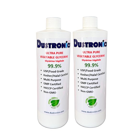 DUSTRONICS Glycérine Végétale ULTRA PURE 99,9 % USP Qualité Alimentaire, 500 ml, Lot de 2