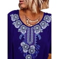 thumbnail image 2 of Gvmfive Women Floral Print Short Sleeve Round Neck Loose Tops Blouse, 2 of 4