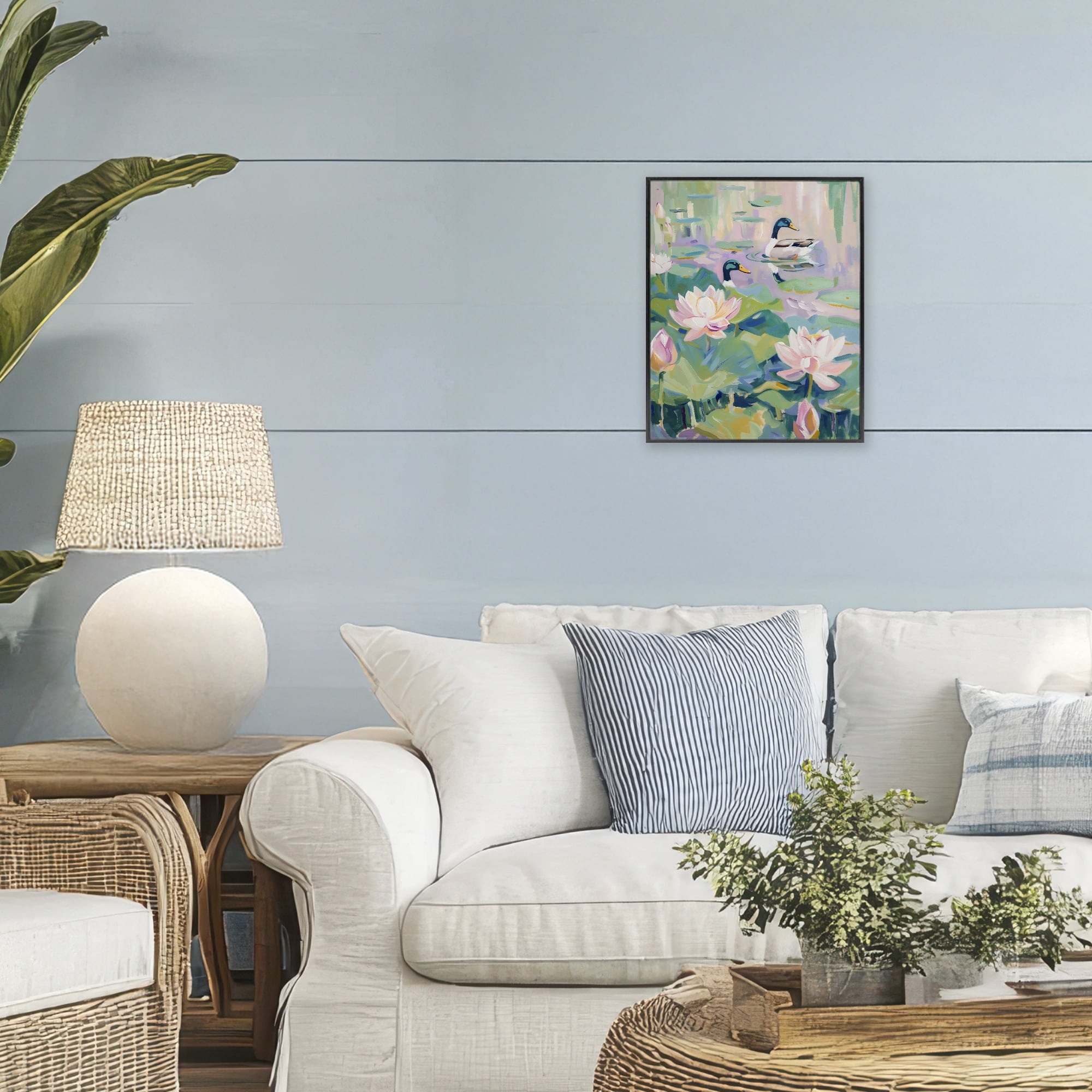 Stupell Industries Duck Pond with Lotus Flowers Black Framed Giclee Art, design by The Prints Vibe