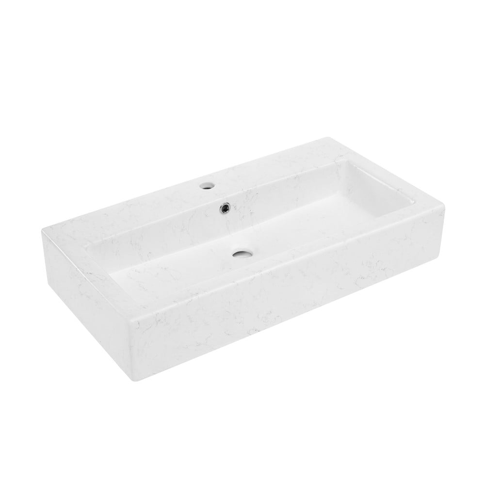 Voltaire Wide Rectangle Wall Hung Sink in Static Marble