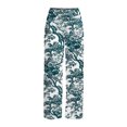 thumbnail image 4 of Pantalones de Cintura Alta Para Mujer Pantalones de Pierna Ancha Con Estampado Floral Elegante Con Estampado Vintage Odeerbi ODB-6, 4 of 5