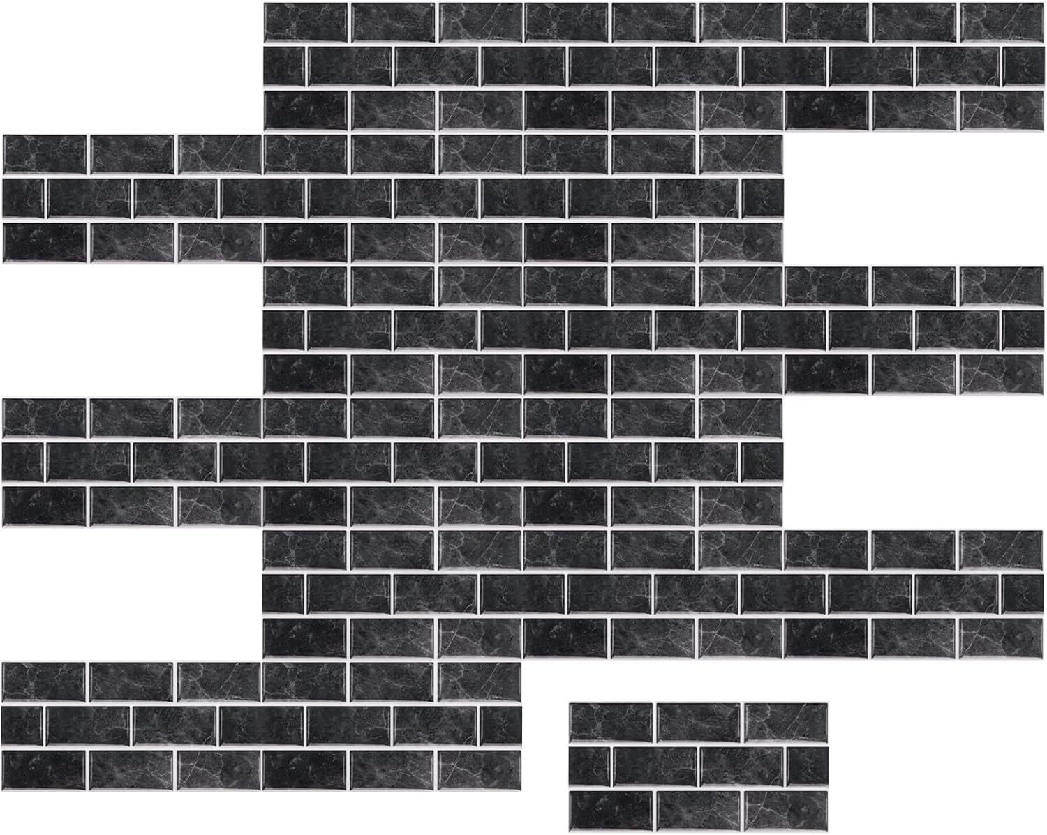 UMIGGEE Backsplash Tile for Kitchen Peel and Stick, 24-Sheet for Kitchem, Bathroom Back Splashes, 11.8" x 5.9", Black