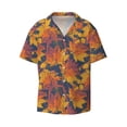 thumbnail image 2 of Lsque Vintage Abstract Maple Leaf Art print Men's Cuban Collar Short Sleeve Shirt Summer Beachwear Casual Button Down Fashionable Vacation Leisure Shirt-X-Large, 2 of 7