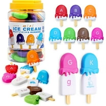 CEDQ ABC Alphabet Learning Toys for Baby 3 4 5,Alphabet Popsicles Animal Matching Toy Uppercase Lowercase Preschool Learning Activities Montessori Toys Back to School Gifts for Kids Ages 3 , 52 Pcs