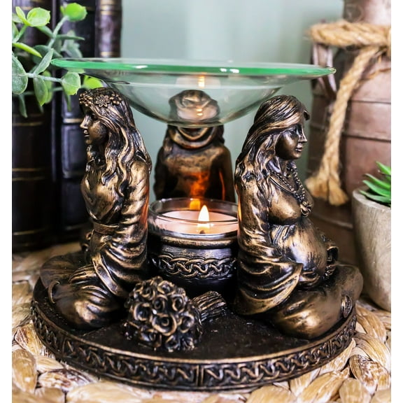 Wicca Triple Goddess Maiden Mother Crone Votive Holder Aroma Oil Warmer Figurine