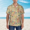 thumbnail image 2 of Gaeub Retro Geometry Print Men's Hawaiian Shirt,Button Down Short Sleeves Shirts,Tropical Beach Casual Button Down Shirts,3X-Large, 2 of 7
