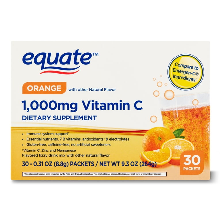 Equate Vitamin C 1000mg Powder Drink Mix, Orange photo 1