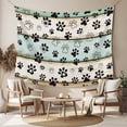 thumbnail image 2 of Teal Brown Paw Print Large Tapestry for Bedroom Wall Hanging Tapestry, Vintage Farmhouse Wooden Grain Ceiling Backdrop Tapestries Poster Blanket Wall Decor for Teens Room Living Room Dorm 85" x 90", 2 of 8