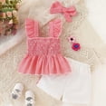 thumbnail image 7 of kpoplk Toddler Baby Girl Clothes Summer Linen Outfit Bows Ruffle Vest Shirts + Ruffled Short Set 12 18 24 Month 2T 3T(Red,5-6 Y), 7 of 7