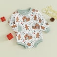 thumbnail image 2 of Newborn Baby Boy Girl Christmas Outfit Gingerbread Man Sweatshirt Romper Long Sleeve Bodysuit Fall Winter My First Christmas Clothes, 2 of 8