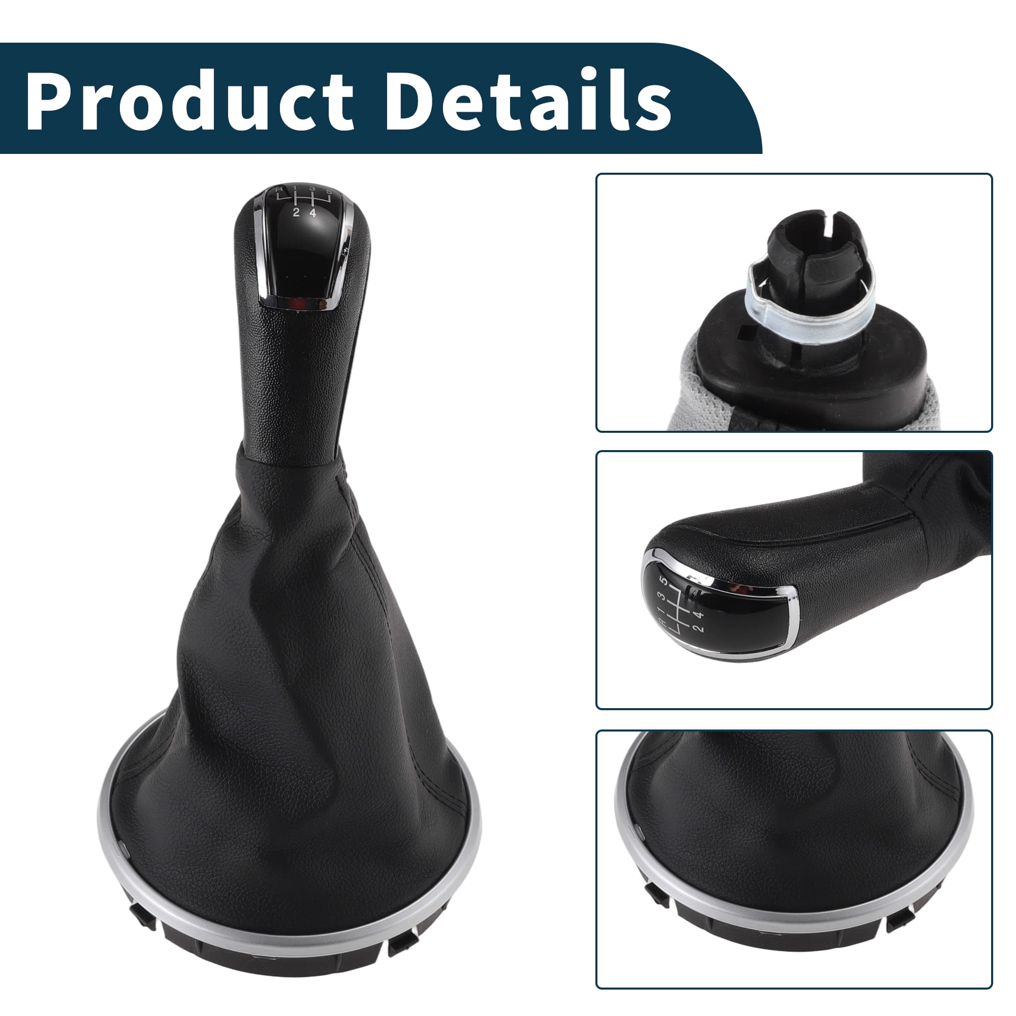 Unique Bargains Manual Gear Shift Knob Handle for Skoda Fabia 2 2007-2010 Shift Gear Lever Knob Gearstick Gaiter Boot Cover Plastic Leather
