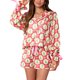 thumbnail image 1 of Conjunto Pijama Suave para Mujer 2 Piezas Pajarita Navideña Camisa Manga Larga Pantalones Cortos Con Papá Noel Ropa Dormir, 1 of 9