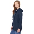 thumbnail image 3 of Woman Within Plus Size Zip Front Hoodie Jacket Long Oversized Fleece Jacket, 3 of 6