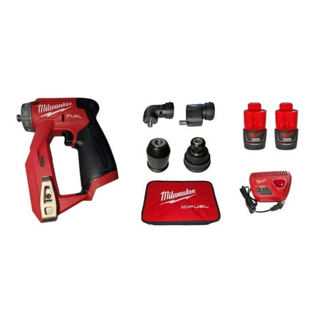 Milwaukee 2505-22 M12 FUEL Installation Drill/Driver Kit – 4-in-1 Modular Design, 300 in-lbs Torque, 16 Position Head, Brushless Motor, Compact Sized Power Tool Kit