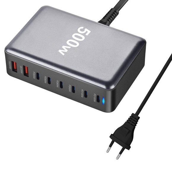 500W Desktop GaN Charger 8port USB Type C PD Charger Fast Charge